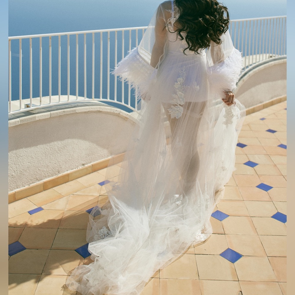 By Inna Elsie Angel Robe with Feathers